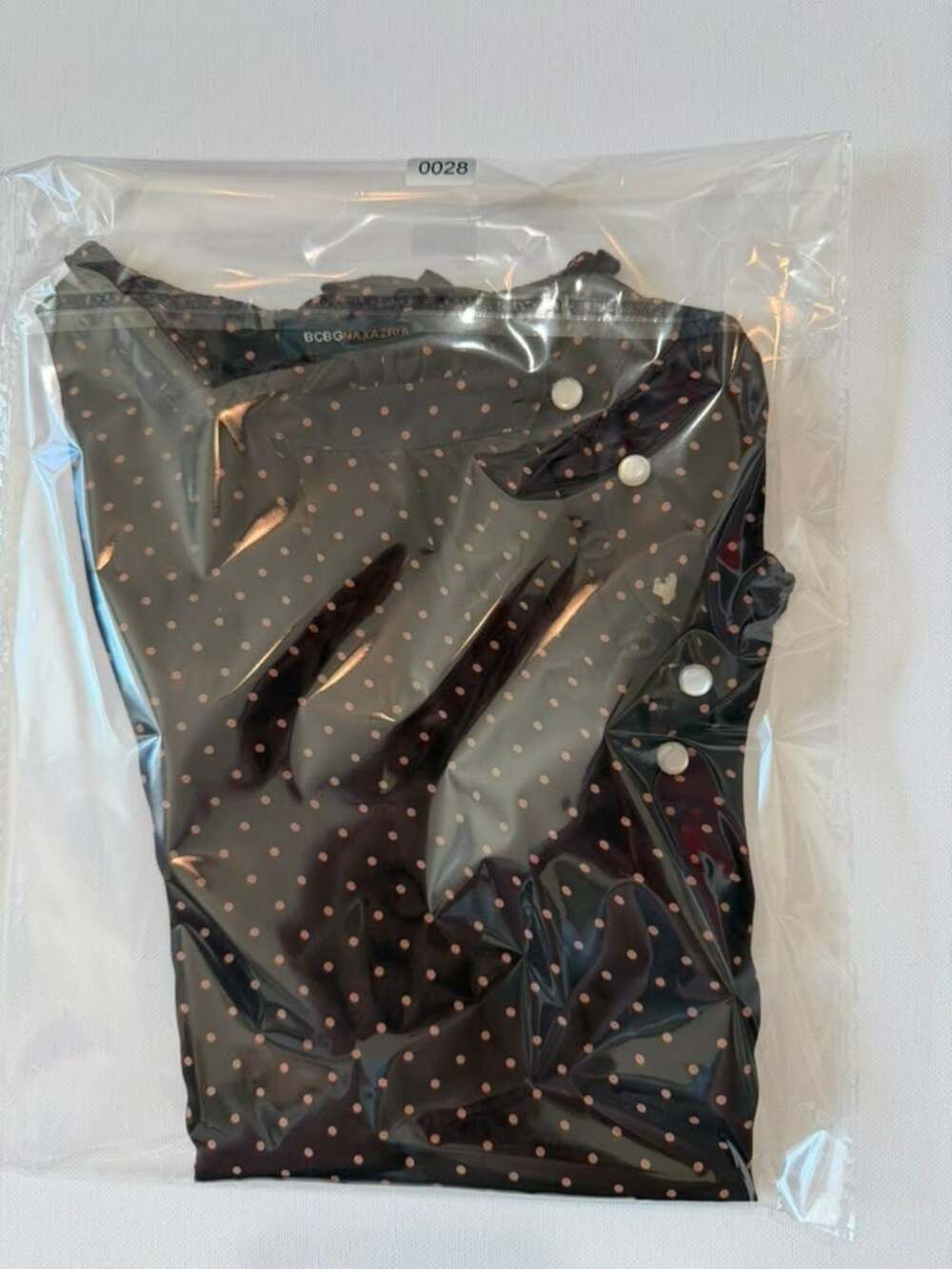 BCBGMaxAzria 100% Silk Brown Polka Dot Ruffle Neck Short Sleeve Blouse - Picture 7 of 7